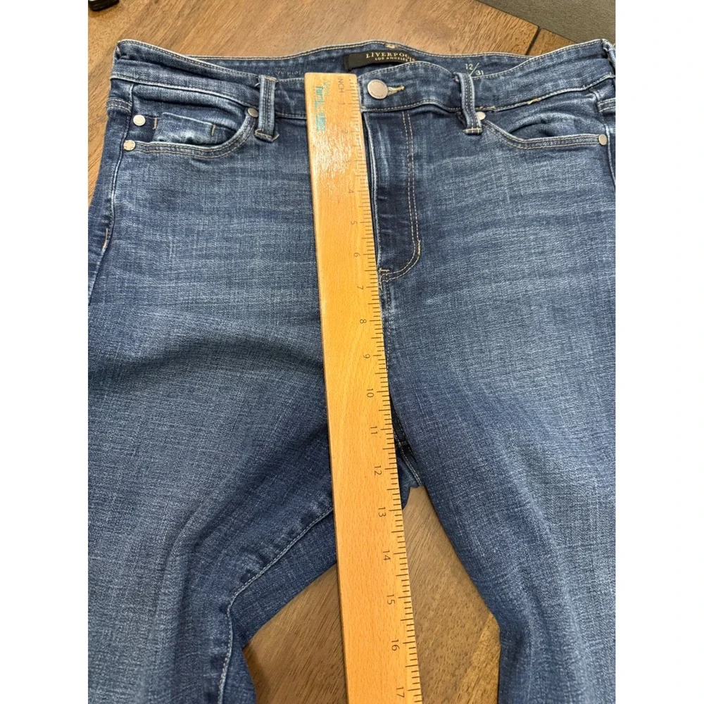 Liverpool Los Angeles Womens High Rise Straight Leg Jeans Blue Medium Wash 12/31